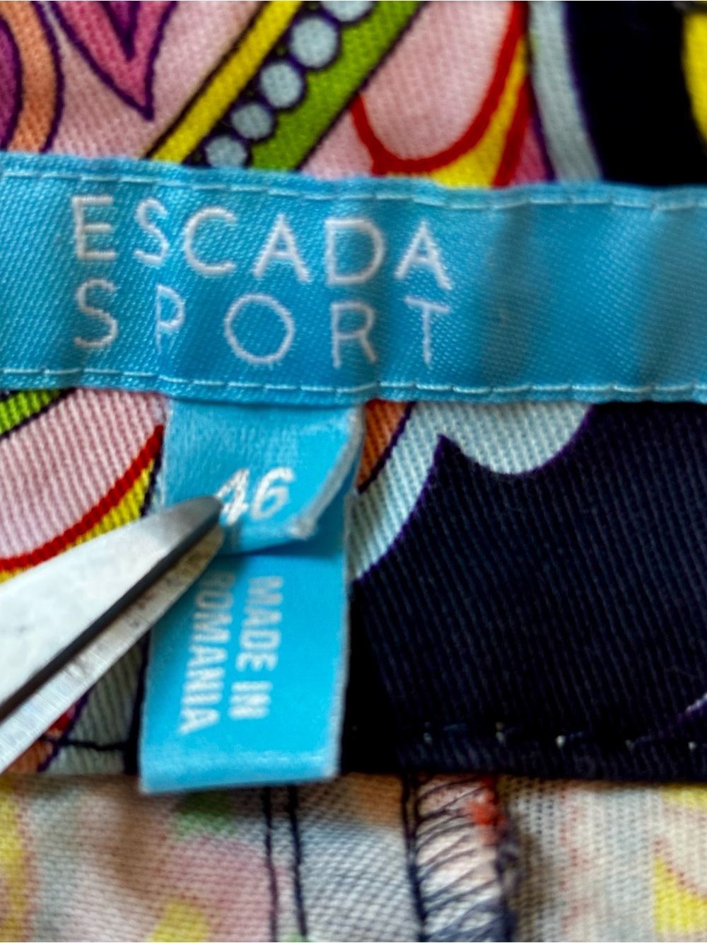 Escada Sport Kate Pants Womens 46 Us 16 Black Colorful Floral Paisley Flare Leg - Picture 6 of 15